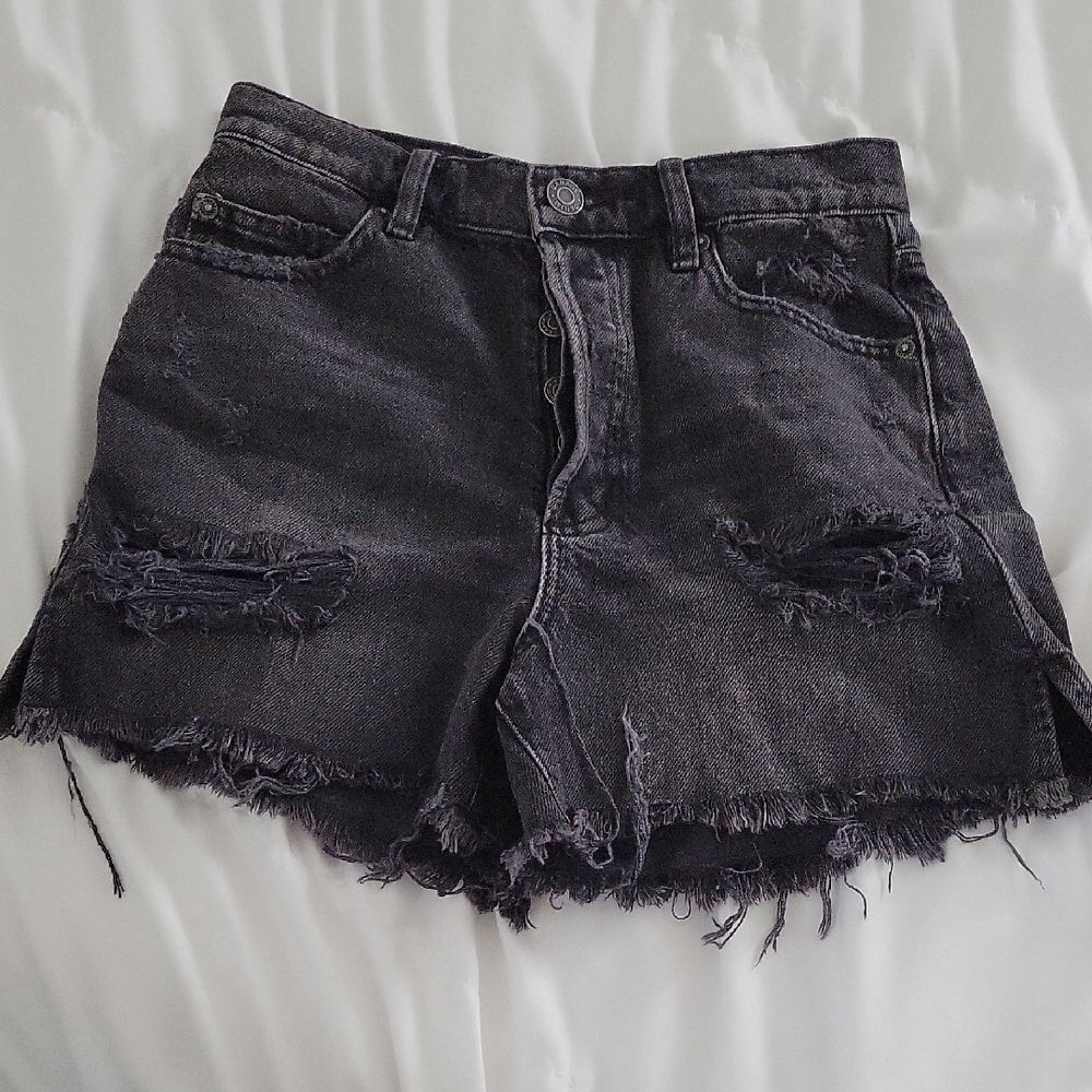 Garage Distressed Black Denim Shorts